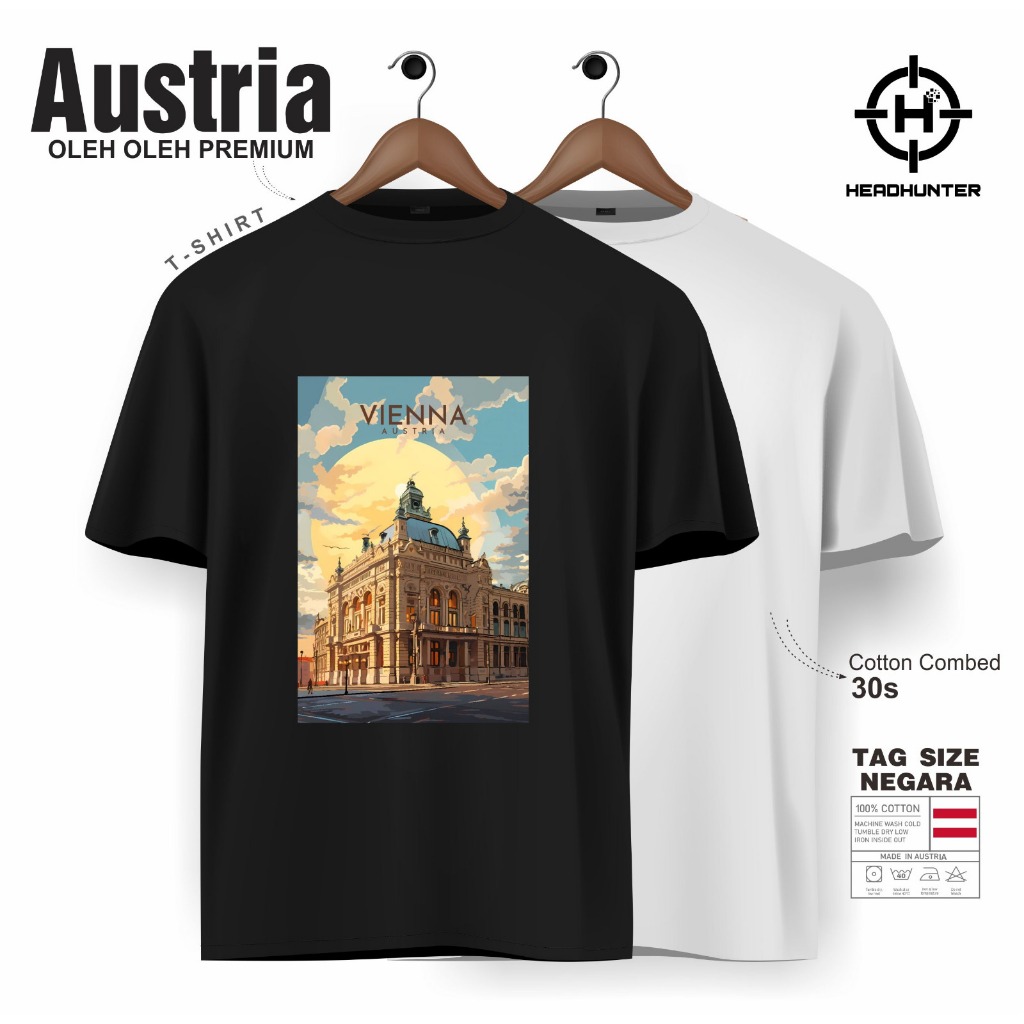 เสื้อยืดของที่ระลึกโดยออสเตรียเวียนนามีแท็กแห่งชาติดั้งเดิมพรีเมี่ยม30สผ้าฝ้ายของขวัญ