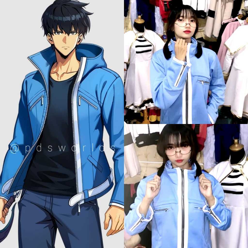(PDS) SUNG JIN WOO SOLO LEVELING CASUAL JACKET คอสเพลย์ BLUE TRACKTOP