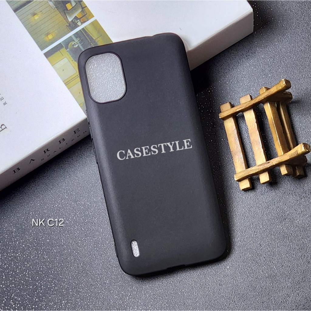 Nokia C12 Case Nokia C21 Plus Softcase Candy Macaron Square Black Plain Case Nokia C12 Nokia C21 Plu