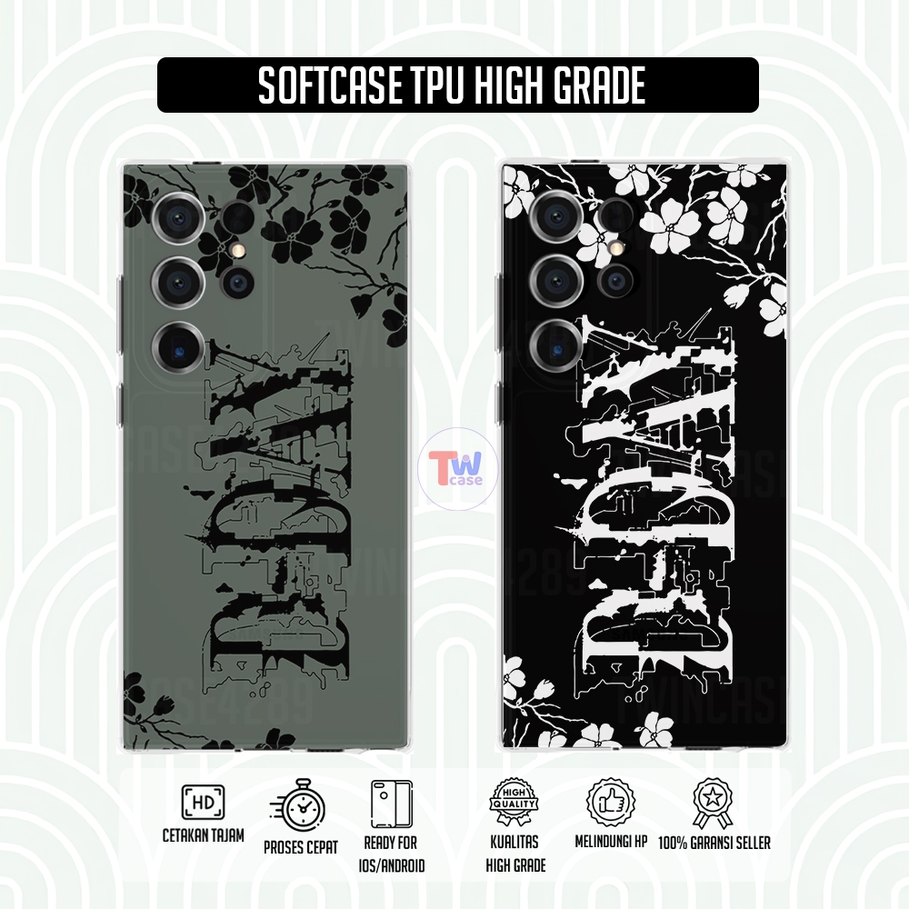 Dday High Grade Dday HP Case Aesthetic Motif D-Day Viral Cool Clear Silicone Black Glass HD
