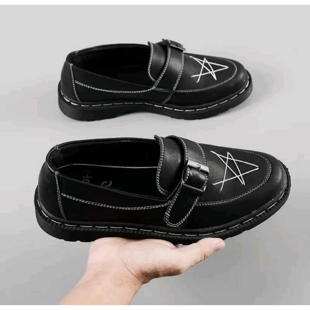 Docmart Penny Loafer รองเท้าสีดําสีขาว Star Vintage ผู้ชายผู้หญิงอย่างเป็นทางการ Casual Dr Martens