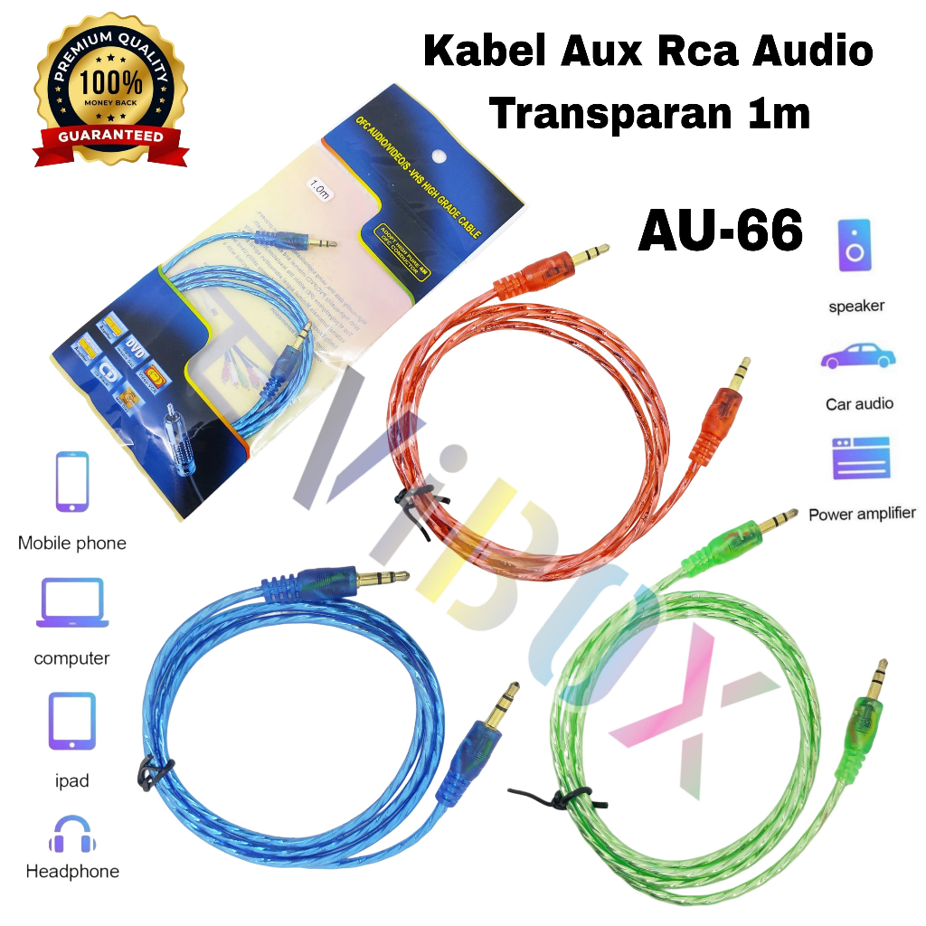 Vibox RCA Aux Cable AU-66 สายใสแจ็คลําโพงเสียง 1M [SR]