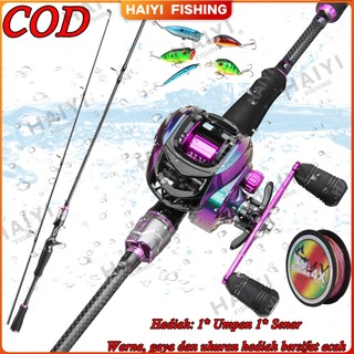 HAIYI FISHING Joran BC Set ML Carbon Holow Pancingan Set Lengkap Joran Pancing Full Set Joran Set Lengkap Joran Casting Set  1.65M/1.8M/2.1M 2 Sections Carbon Holow Max Drag 2-5kg 1 Set Lengkap Kuat COD Set Alat Pancing Murah Pancing 1 Set Murah Dan Kuat