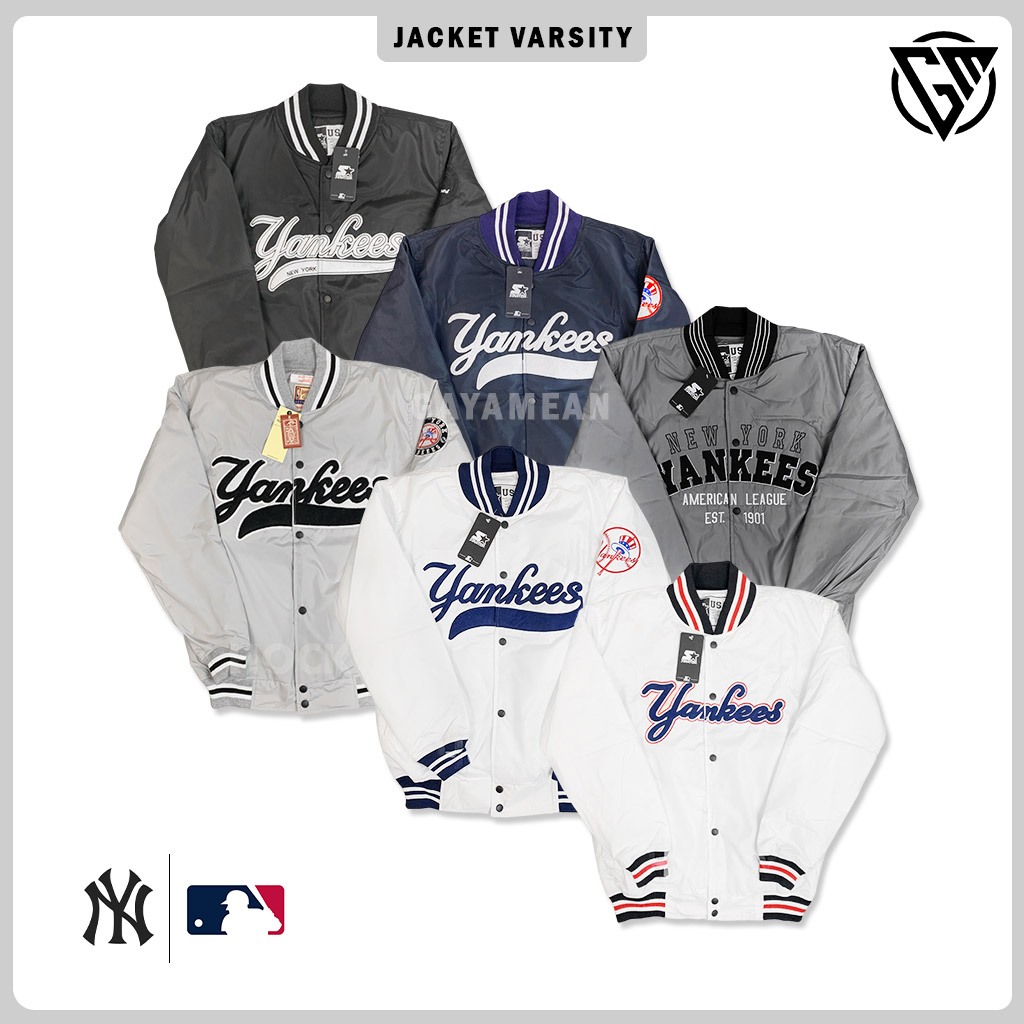 GAYAMEAN MLB Varsity Baseball Jacket สําหรับผู้ชายและผู้หญิง Full เย็บปักถักร้อย vintage taslan Jack
