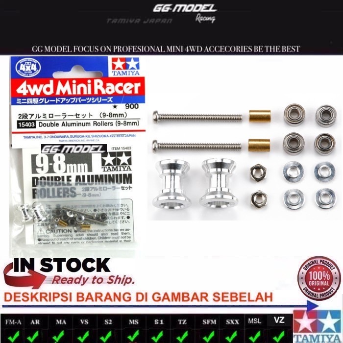 TAMIYA 15403 DOUBLE ALUMINIUM ROLLERS (9-8mm)