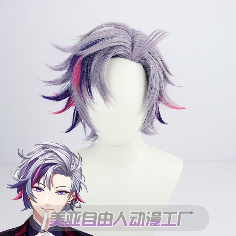 UNGU [READY JKT] Xuchang - วิกผม Fuwa Minato - วิกผม Fuwa Minato vtuber - วิกผมไฮไลท์สีม่วงสั้น