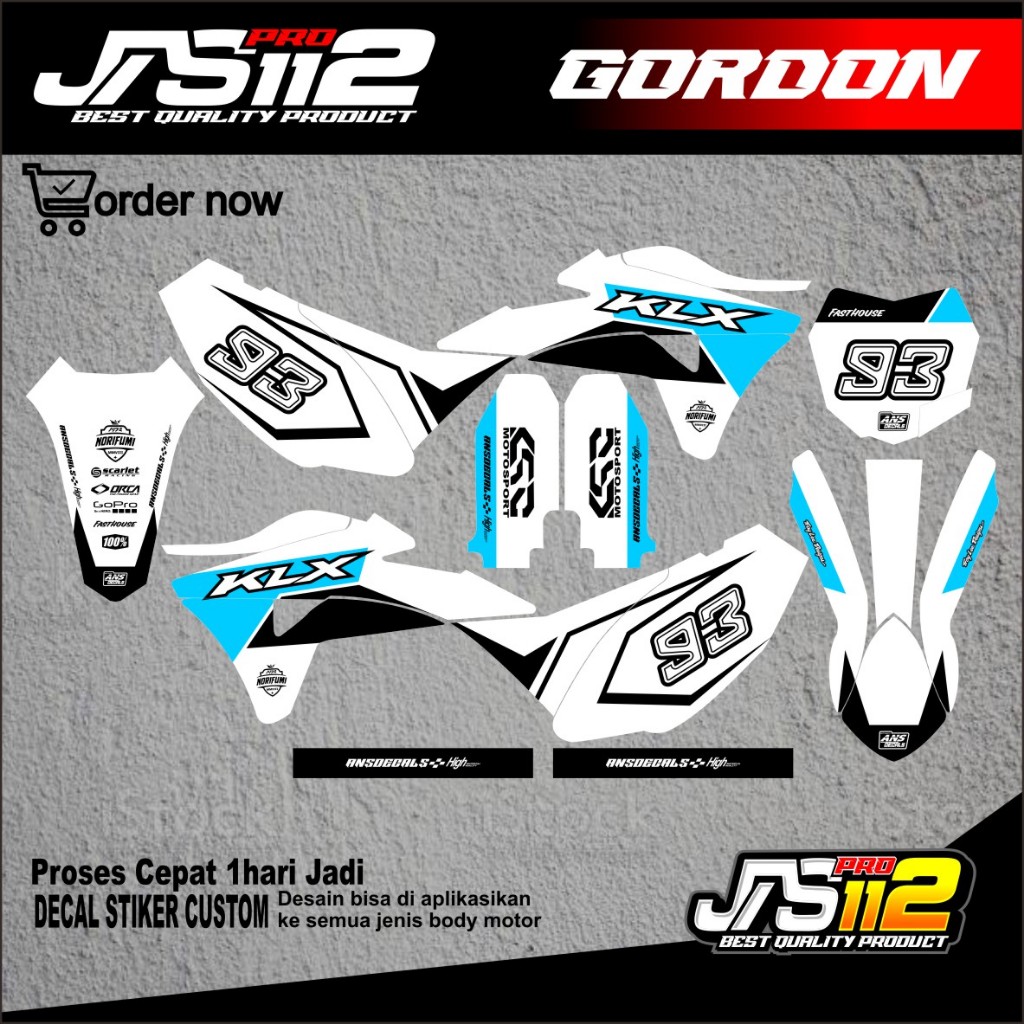 DECAL KLX GORDON DECAL body GORDON DECAL kawasaki KLX GORDON DECAL