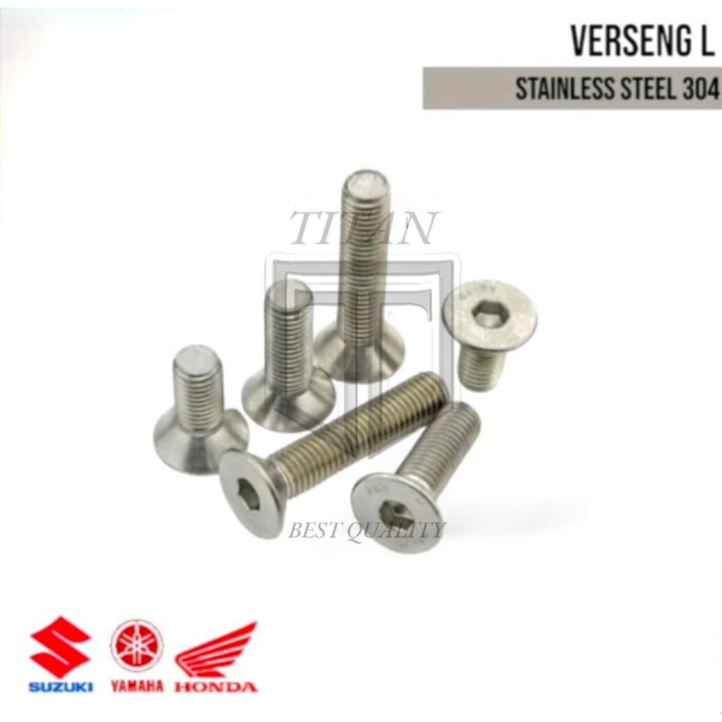 (1 ชิ้น) Verseng Bolt L M8 x 12 Countersunk Bolt Thread 8 มม./แบน Bolt M8 / JF Bolt L M8 SS304 Anti-