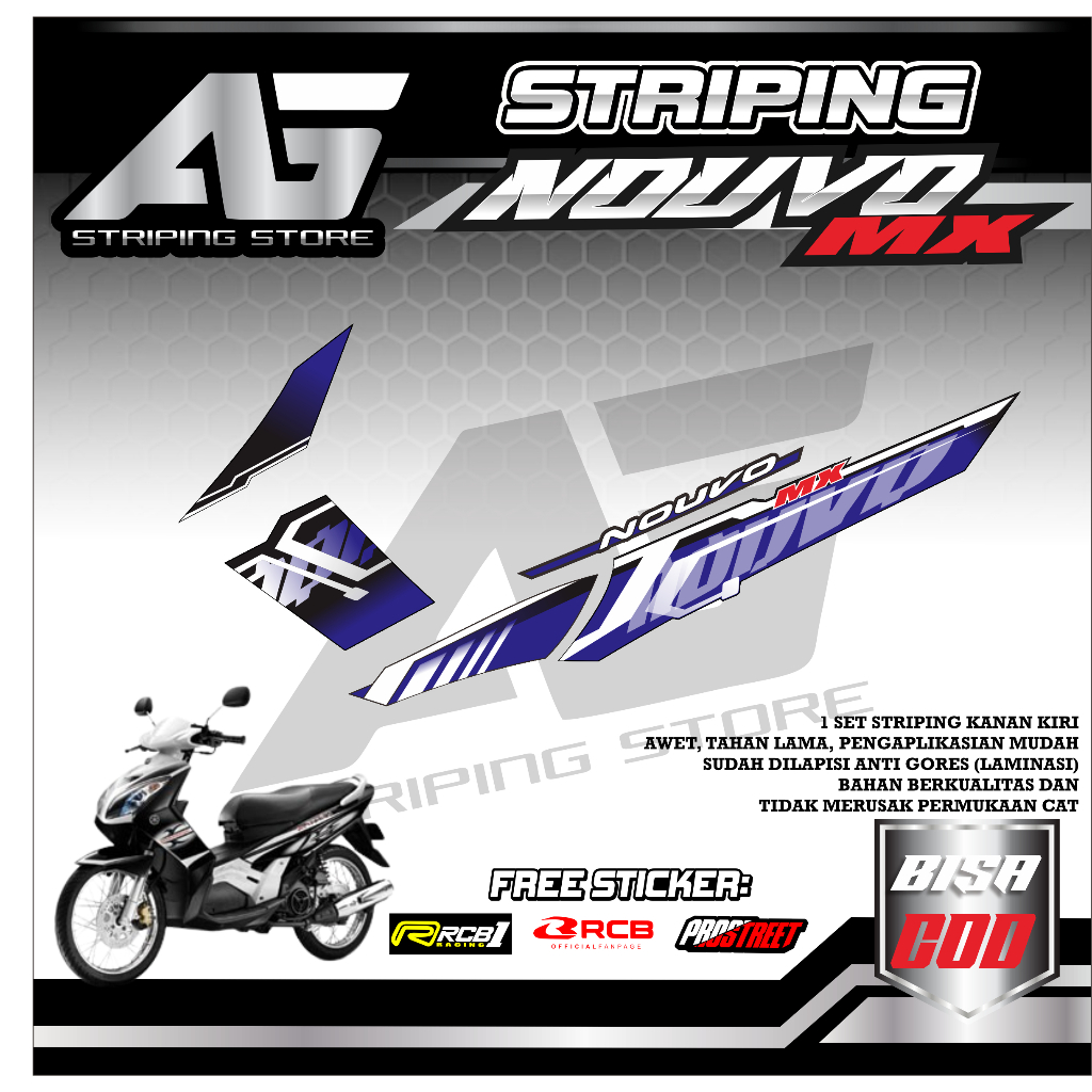 ใหม่ล่าสุด striping nouvo mx-striping Sticker nouvo mx รายชื่อ motif แผนภูมิที่เรียบง่าย01