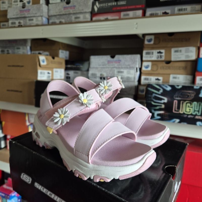 Skechers Sandal Dlites สีชมพูต้นฉบับ |รองเท้าแตะเด็กผู้หญิง Skechers สีชมพูต้นฉบับ