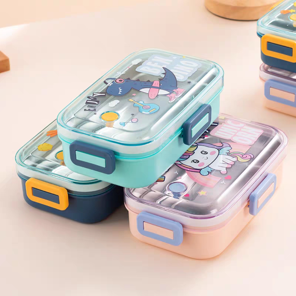 กล่อง LUNCH สําหรับเด็ก สแตนเลส ตัวละครการ์ตูนน่ารัก 2 ส่วน 1000ML 853/5030
