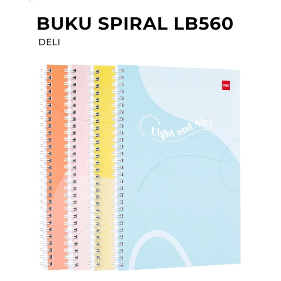 BOBOMART Deli Spiral Ruled Notebook Elegant A5/B5 60 แผ่น