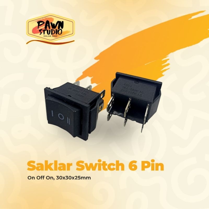 สวิตช์ 6Pin สีดํา / สีดํา 6 Pin On Off On Switch