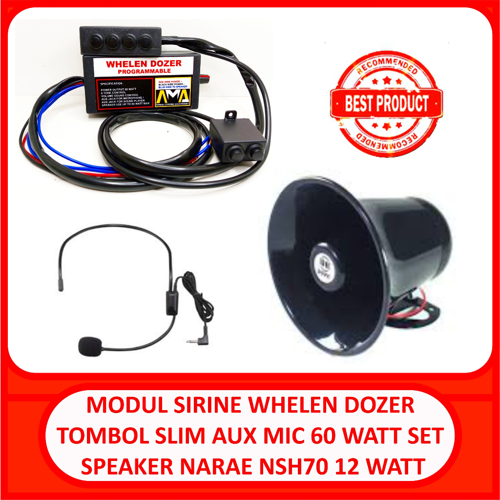 TOMBOL Whelen dozer kring slim ปุ่ม 60 วัตต์ aux mic volume set ลําโพง narae 12 วัตต์