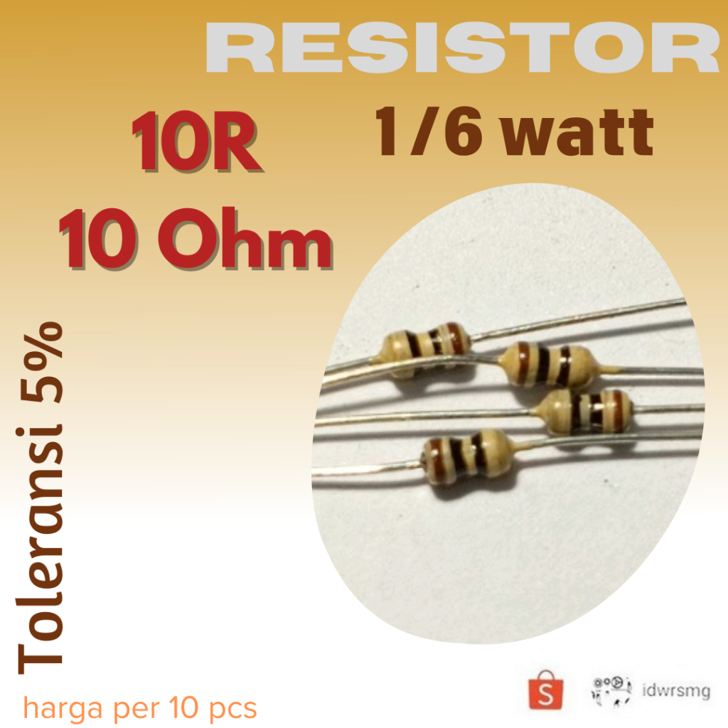 R ตัวต้านทาน 10R 10R Ohm 1/6w 10 โอห์ม 10ohm 1/6 วัตต์ 5%