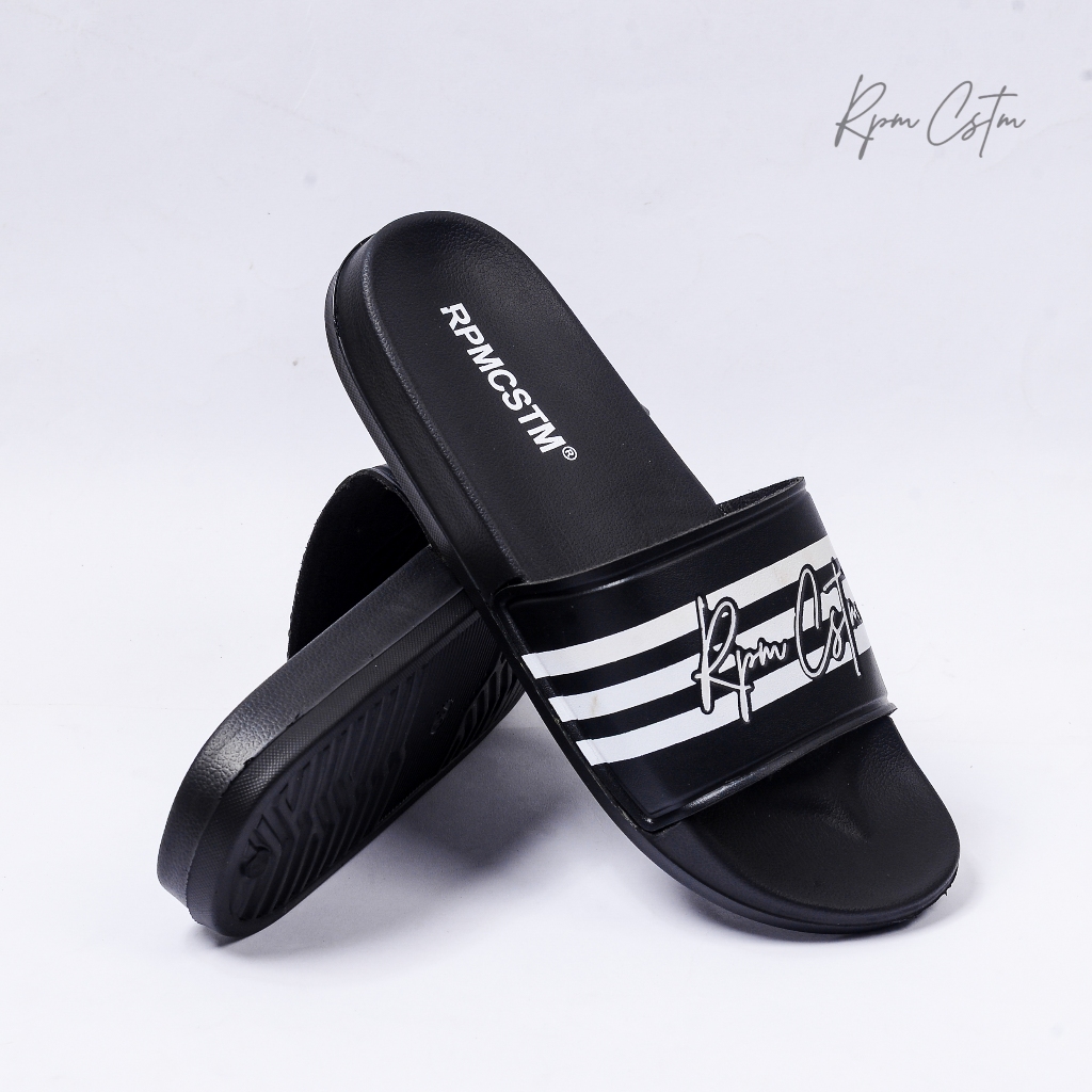 RPMCSTM - Black ADDS - รองเท้าแตะ Llop สีดํา | รองเท้าแตะ Unisex กันลื่น