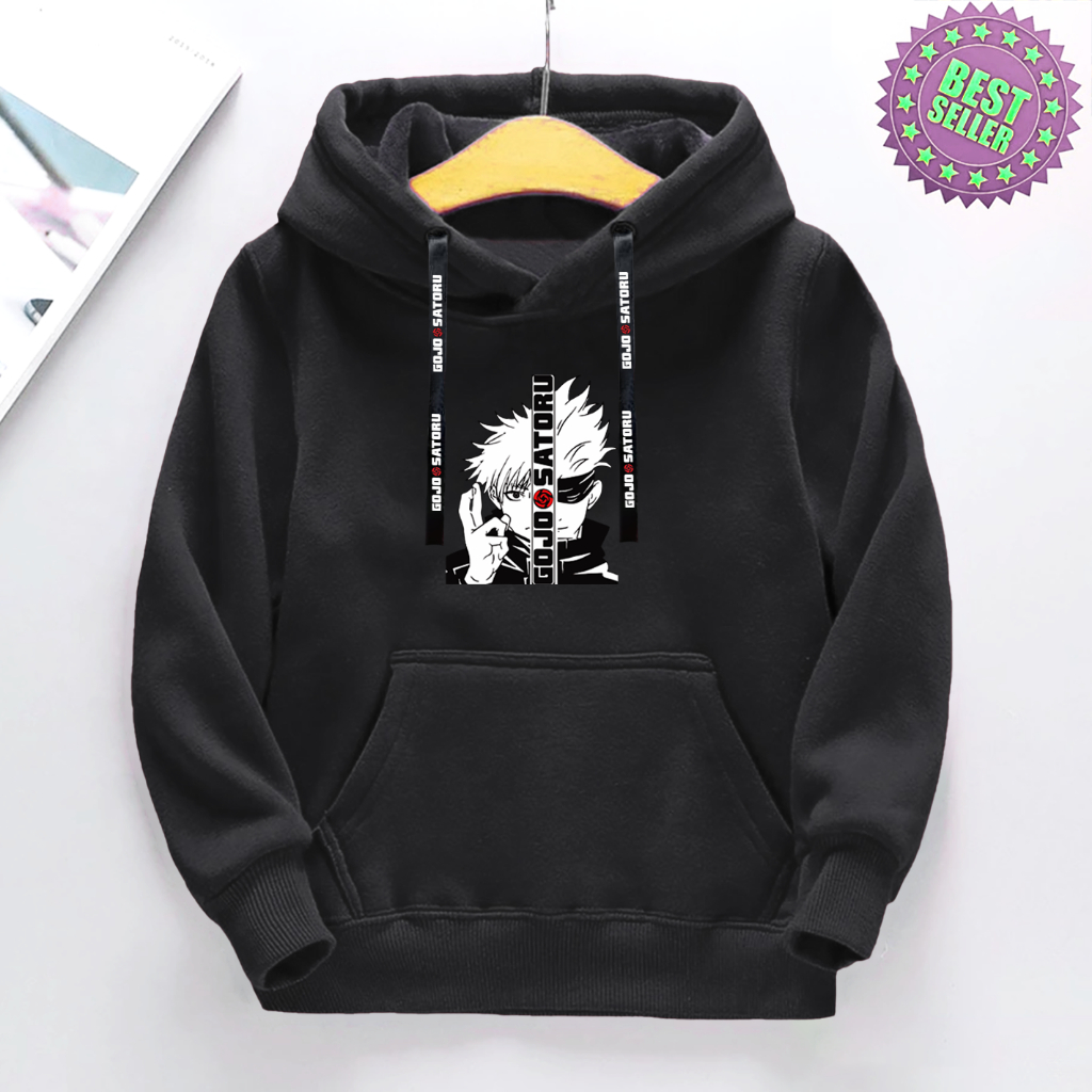 เสื้อกันหนาวมีฮู้ดสําหรับเด็กผู้ชายอายุ 5 - 15 ปี/อะนิเมะ Hoddie เสื้อกันหนาว GOJO SATORU พิมพ์ Hodie Strap Flecee วัสดุ