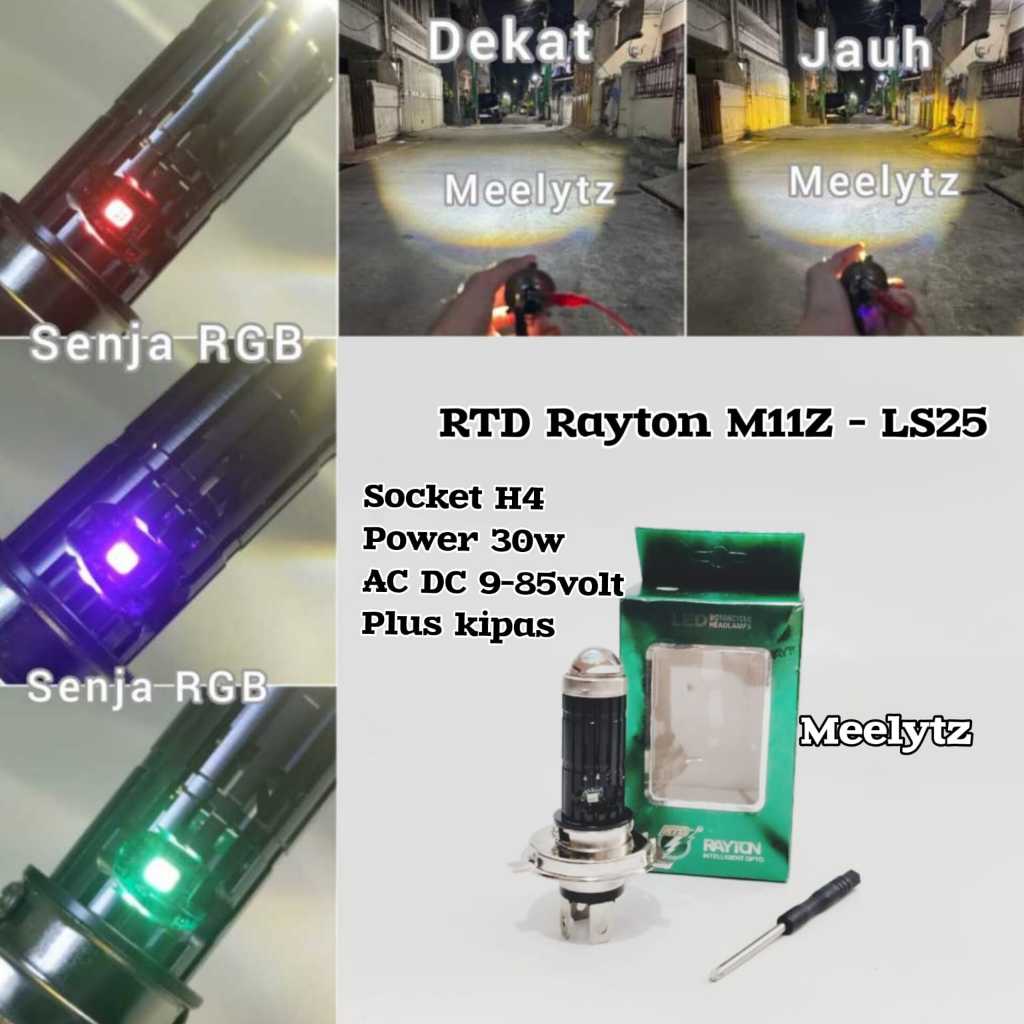 H4 RTD ไฟหน้า Rayton พร้อม RGB dusk Far Near D3 สีขาว เหลือง M11Z