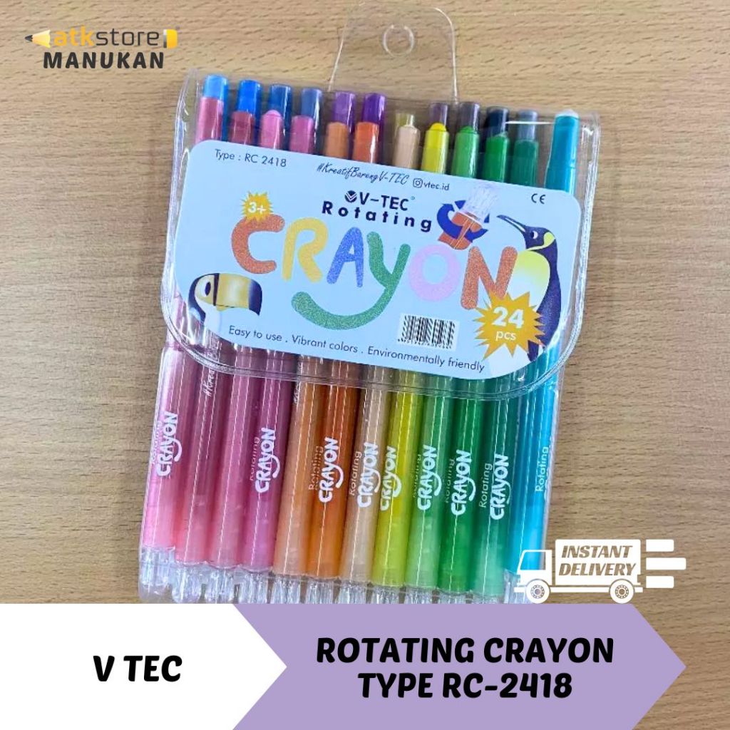 V Tec สีเทียนหมุนได้ / Twist Crayon / Twist Crayon 24 สี (LONG & SHORT)