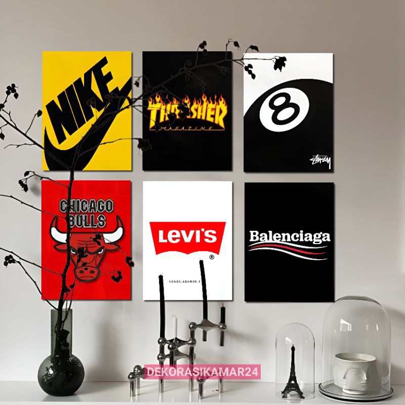 Hiasan DINDING โปสเตอร์ติดผนังแบรนด์ Streetwear ความงามตกแต่งผนังห้อง Walldecor จอแสดงผล
