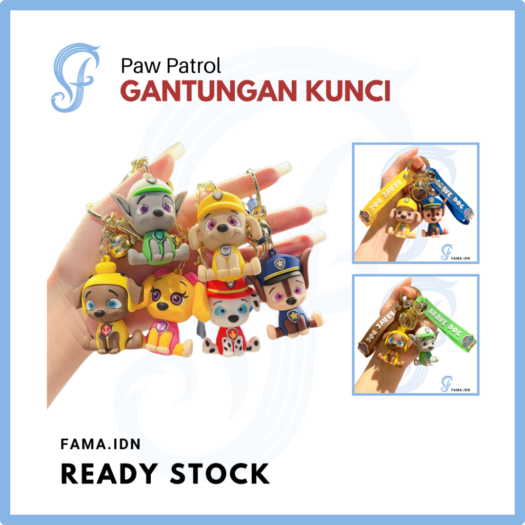 GANTUNGAN FAMA - พวงกุญแจ Paw Patrol Rocky Rubble Marshall Chase Zuma Skye
