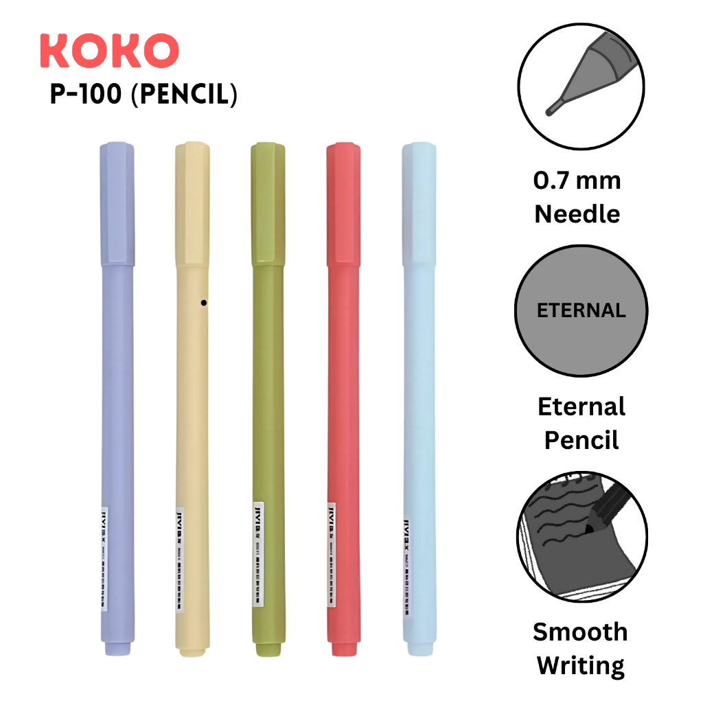❤️H2O❤️ Koko Pencil P-100 ดินสอนิรันดร์ไม่สามารถวิ่ง Eternal Unlimited No Sharpener Macaroon Color