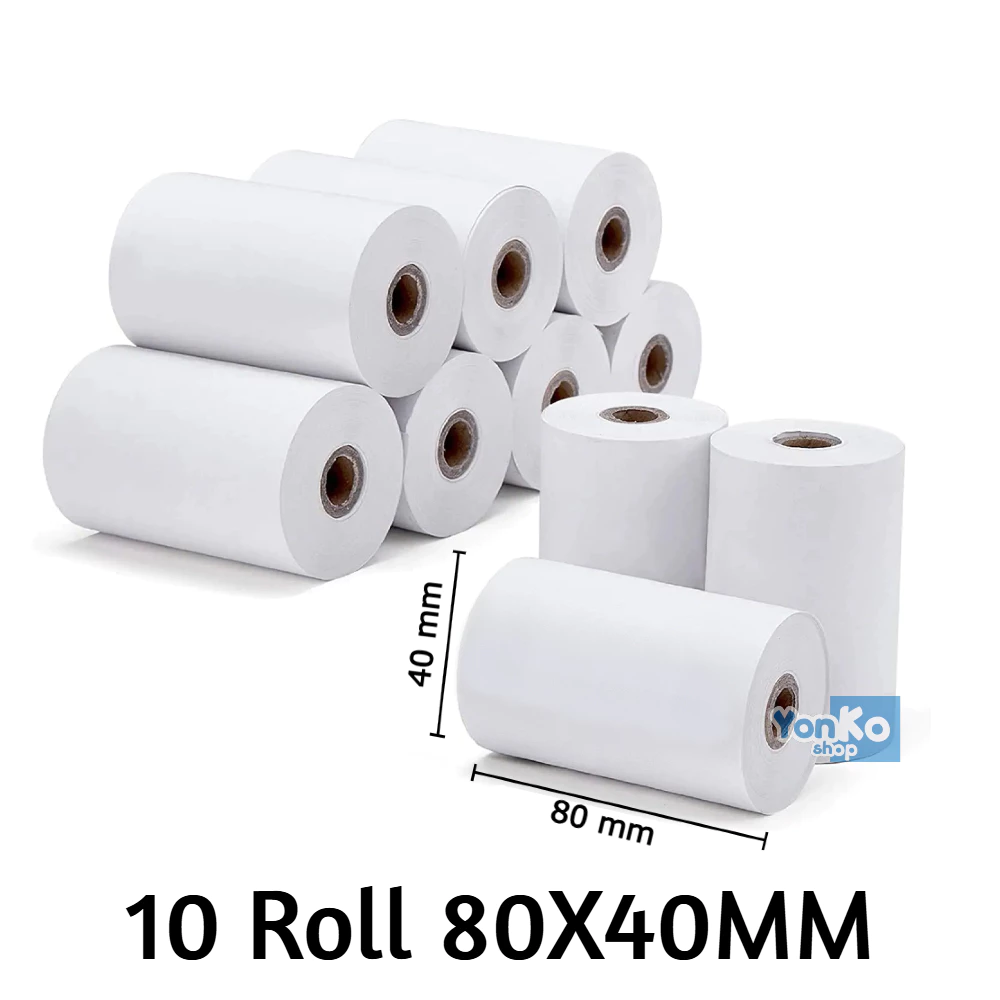 กระดาษความร้อน 80x40 มม. / กระดาษใบเสร็จ / กระดาษใบเสร็จ 80 มม. กว้าง 40 มม. เส้นผ่านศูนย์กลางสําหรับเครื่องพิมพ์ความร้อนเนื้อหา 1 ม้วนและ 10 ม้วน