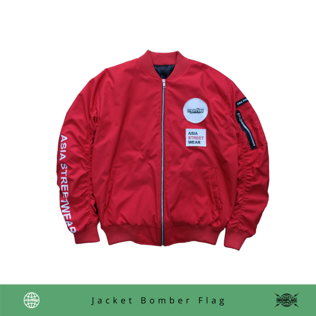 Monflag Bomber Jacket Red Patch Red Unisex