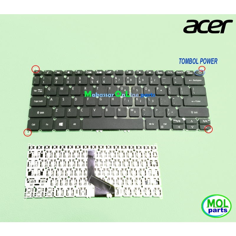 Acer Swift 3 SF313-51 SF314-57 SF314-57G คีย์บอร์ดสีดํา