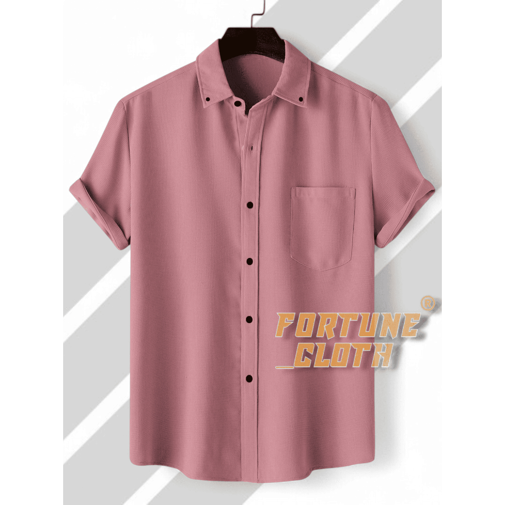 KEMEJA KATUN เสื้อเชิ้ตแขนสั้นผู้ชายธรรมดา สีชมพูพีช | ผ้าฝ้าย Distro พรีเมี่ยม ไซส์ M ถึง XXXL