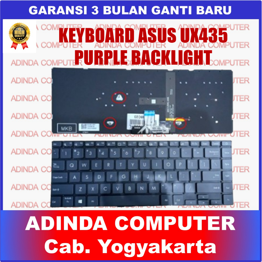 Asus Zenbook 14 UX435 UX435E UX435EGL UX435EAL คีย์บอร์ดแบ็คไลท์สีม่วง