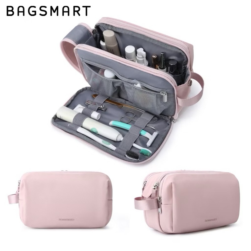 BAGSMART ผู้หญิงแป้งกระเป๋าเครื่องสําอางแต่งหน้าน้ําหนักเบากระเป๋าเดินทางจัดเก็บ