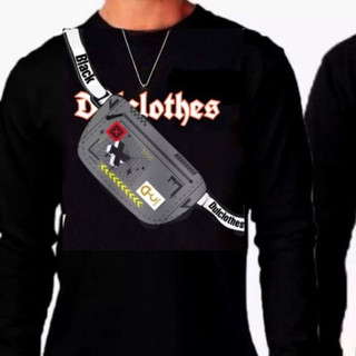 Kaos Waistbag Dulclothes - Baju Pengganti Tas Selempang Kantong Ajaib Lengan Panjang -Unisex