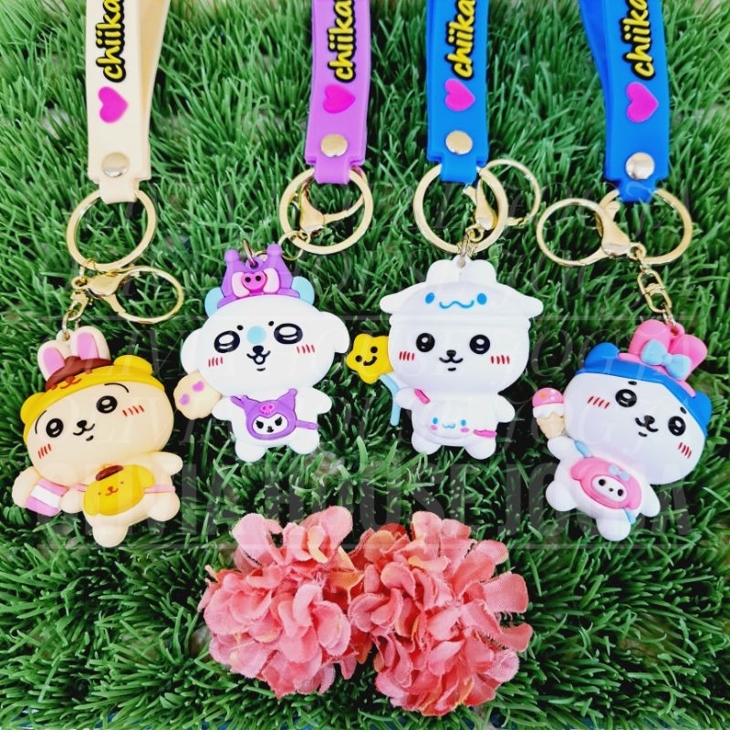 พวงกุญแจ GANTUNGAN Chiikawa พวงกุญแจยาง Chiikawa พวงกุญแจเชือกผสม