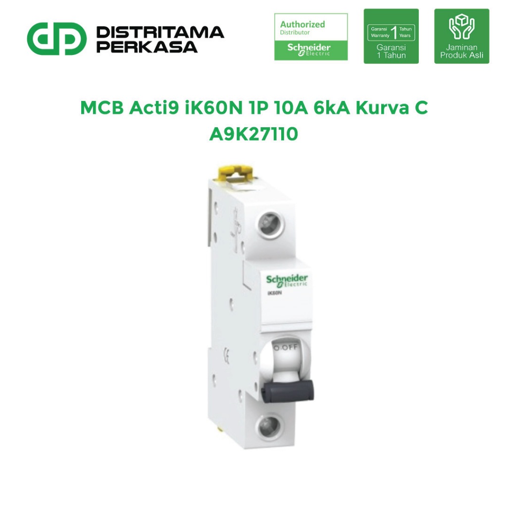 Schneider MCB Acti9 iK60N 1P 10A 6kA Kurva C - A9K27110