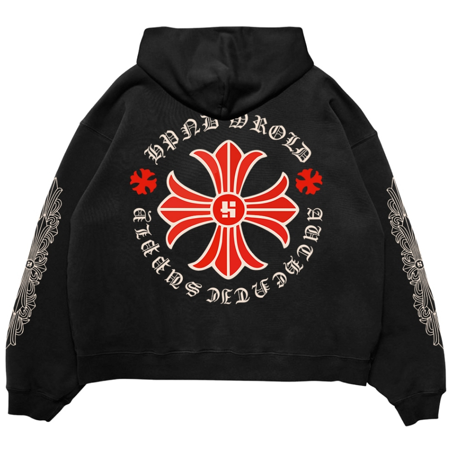 Hpnd - เสื้อสเวตเตอร์มีฮู้ด Basic Clover Heart Fleece Limited Edition Boxy Fit