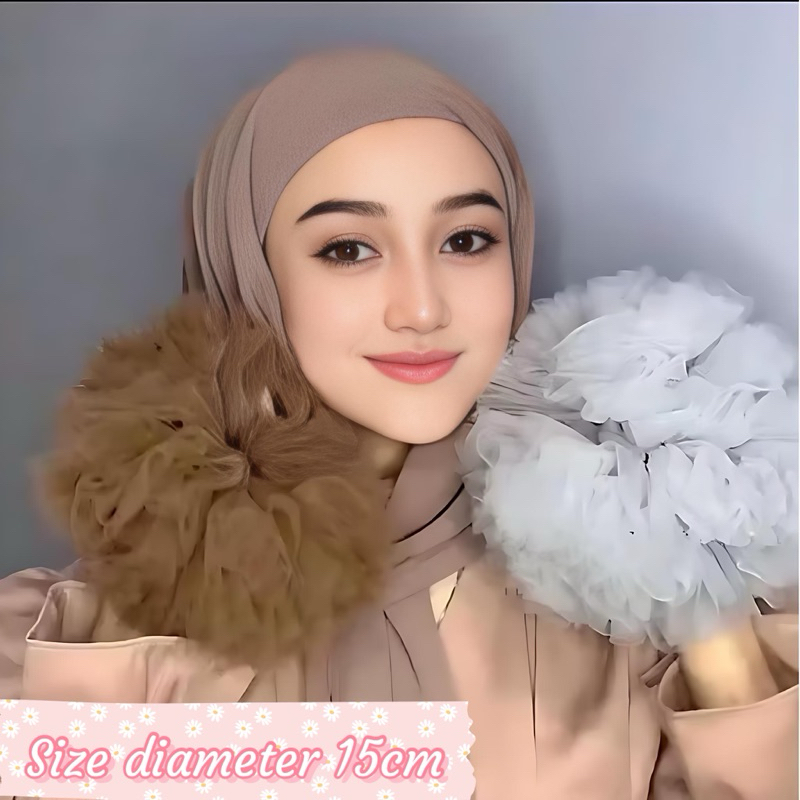 ยางรัดผม Tulle Bun hijab ORIGINAL BOSShijab CEPOL TILE JUMBO | ยางรัดผมจัมโบ้พรีเมี่ยม | ป้องกัน DIZZY HIJAB CEPOL