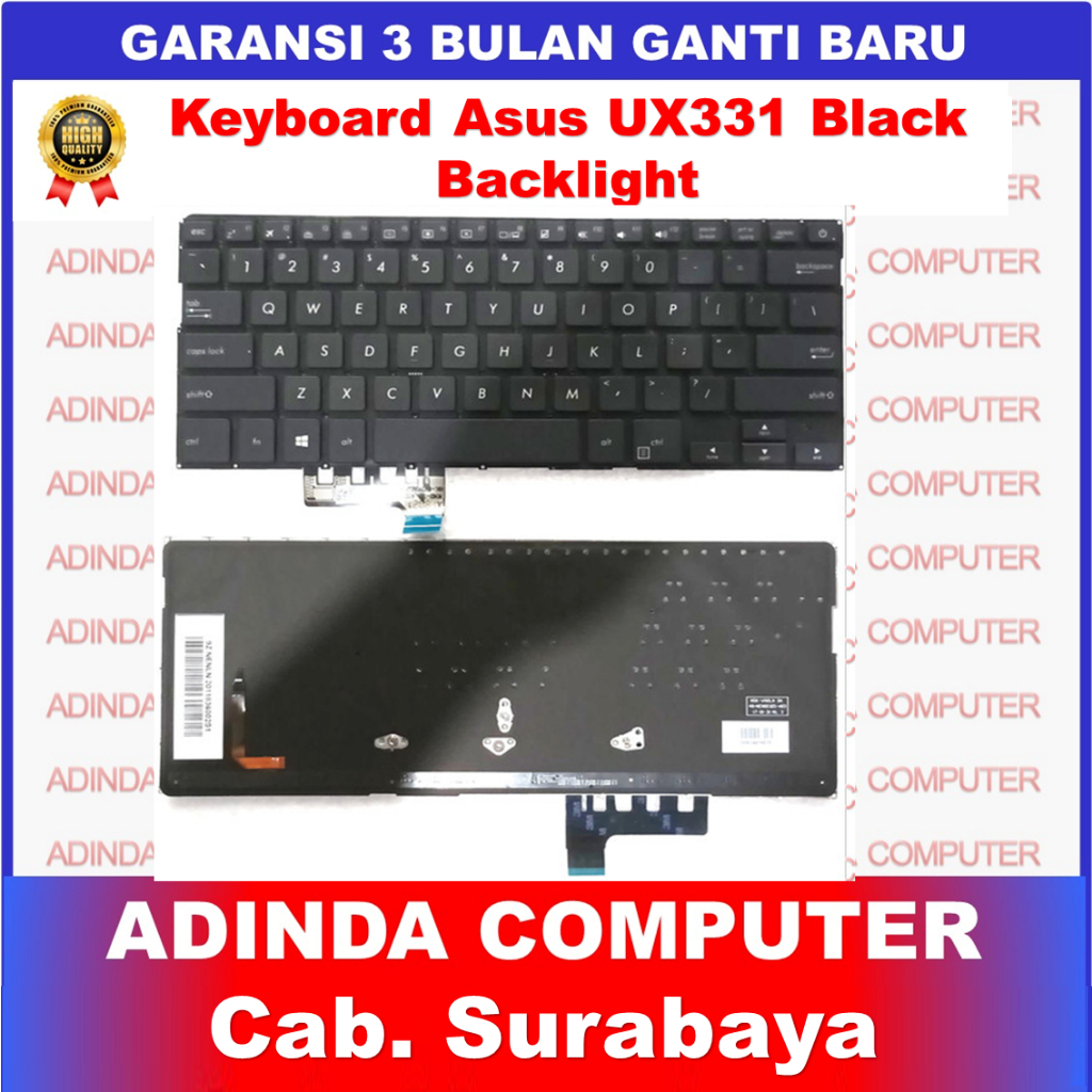Asus Zenbook 13 UX331 UX331u UX331ua UX331un UX331FN คีย์บอร์ดแบ็คไลท์สีดํา