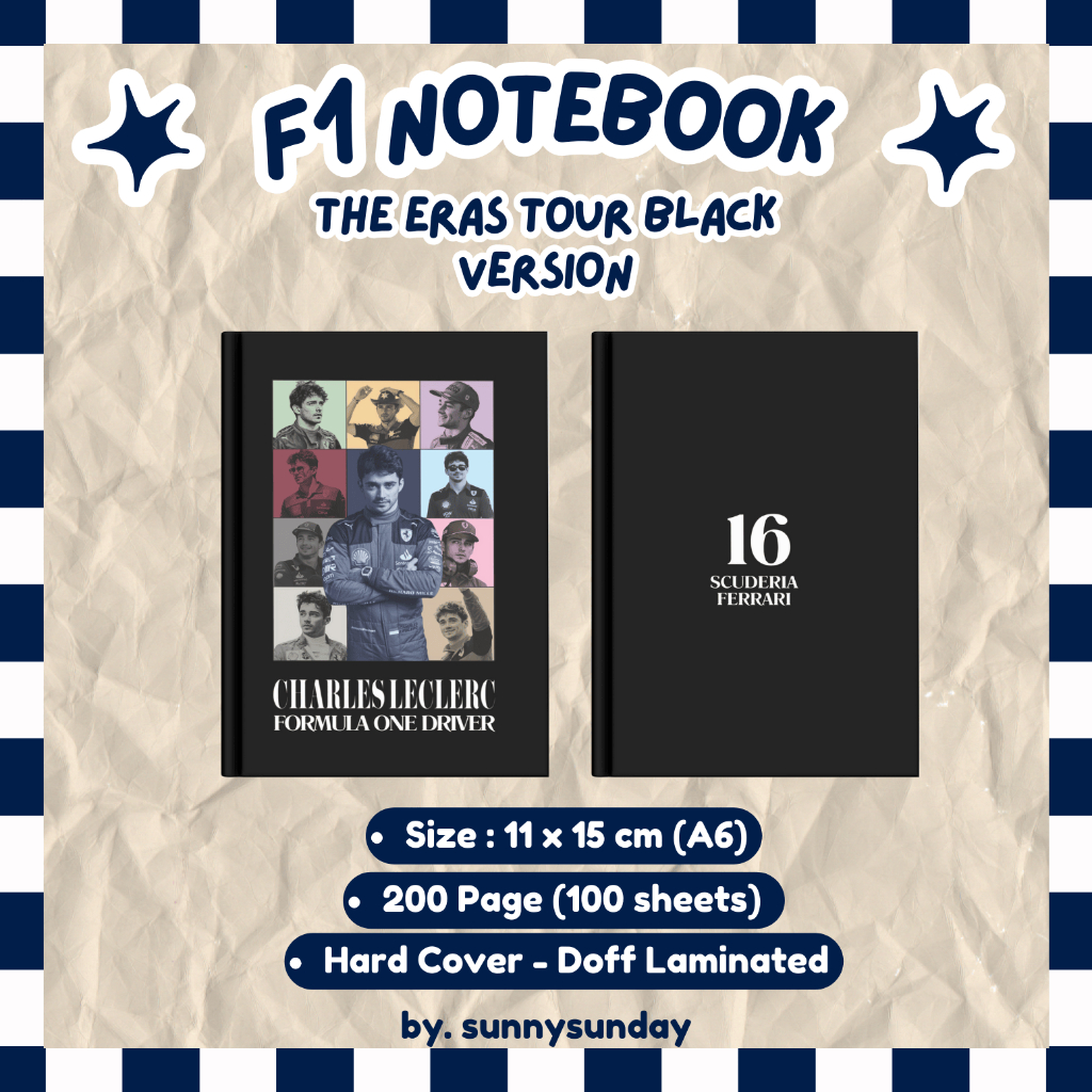 หนังสือสูตรโน๊ตบุ๊ค A6 One Merch F1 The Eras Tour Taylor Swift - เวอร์ชันสีดํา