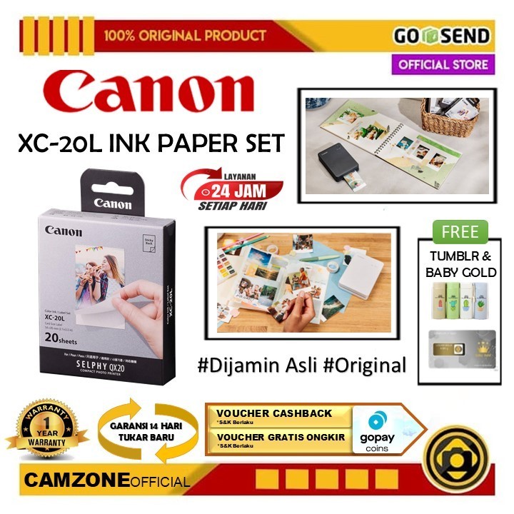 ชุดหมึก/กระดาษ Canon XC-20L สําหรับ Canon Selphy Square QX20 Canon XC 20L