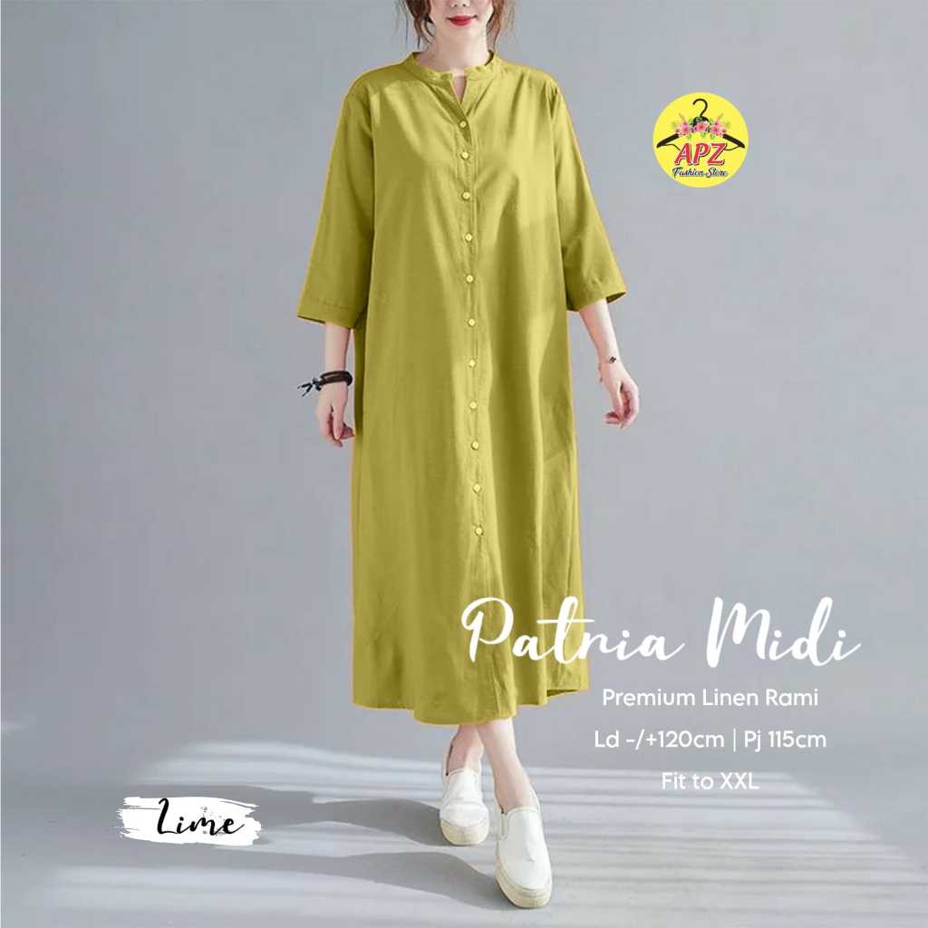 Goodsajifsn - Patria Midi Jumbo Linen Rami Material เสื้อผ้าผู้หญิง LD 120