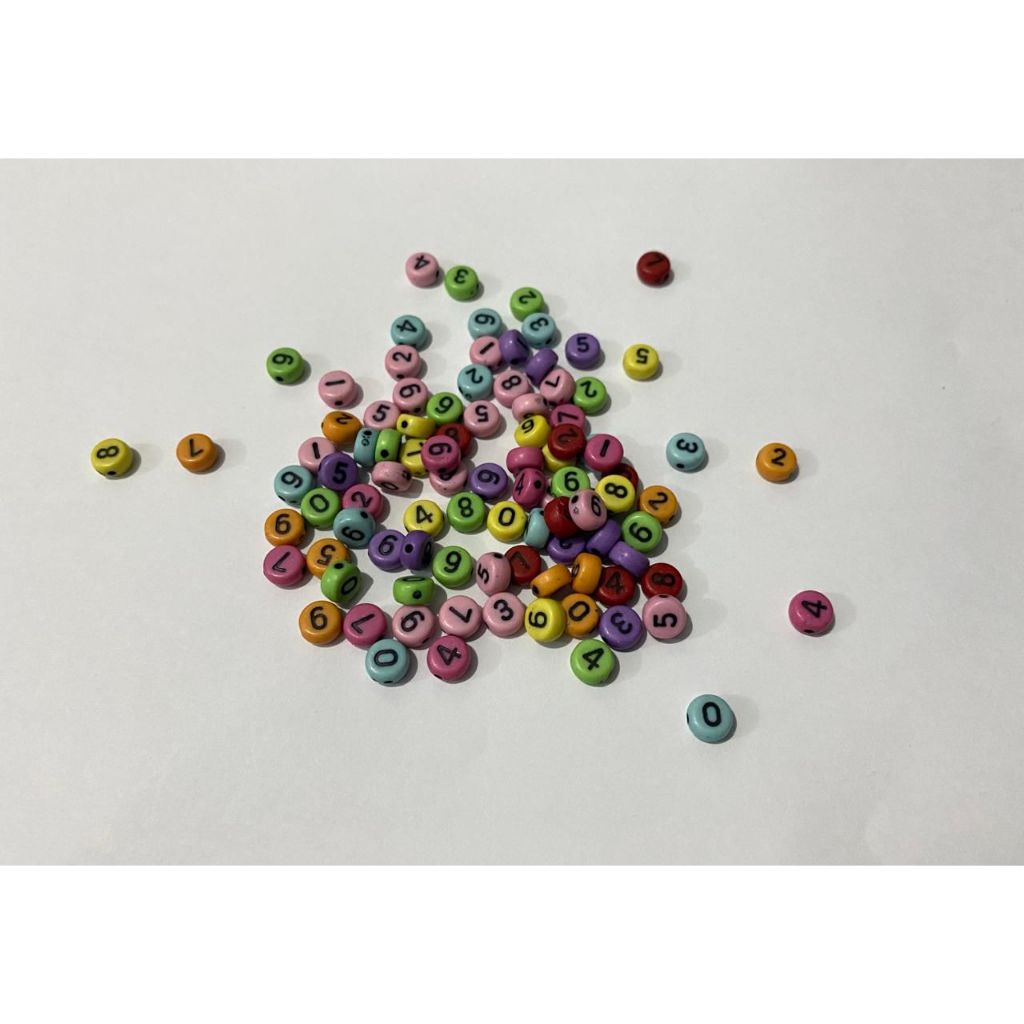 (20 กรัม) NUMBER BEADS ROUND BEADS DIY CRAFT MATERIALS