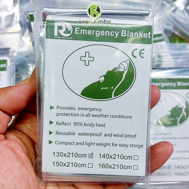 EMERGENCY BLANKET 130 X 210 SILVER EMERGENCY BLANKET HIPORMIA BLANKET CUACA EXTREME BLANKET