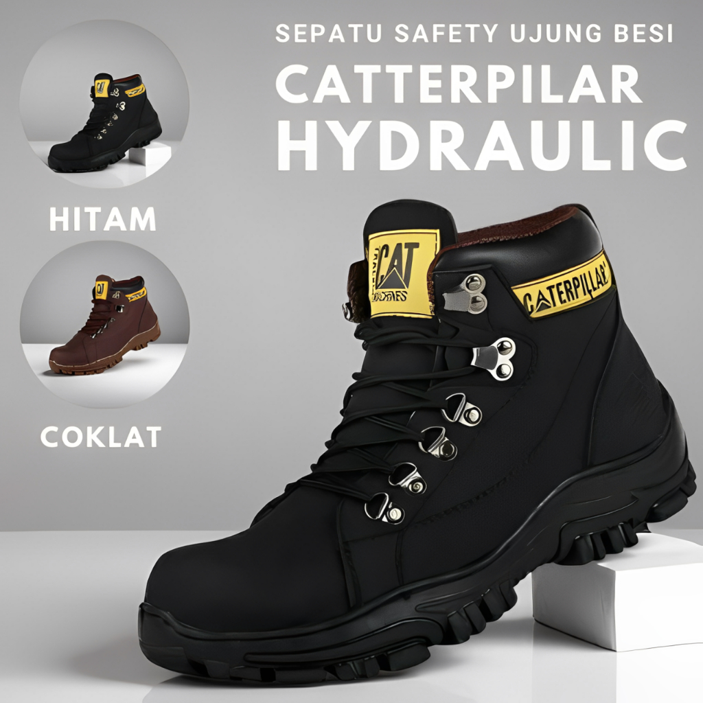 รองเท้าบูทไฮดรอลิก Caterpillar สําหรับผู้ชาย หัวเหล็ก รองเท้าทํางานเพื่อความปลอดภัยสําหรับงานภาคสนาม