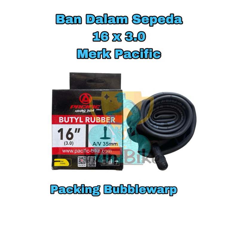 Pacific Bicycle Inner Tube 16 x 3.0 Jumbo Tyre Valve A/V 33mm Free Packing Bubble Wrap