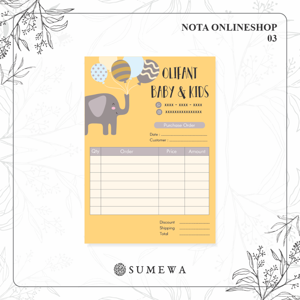 Onlineshop Note / Buy Note / Order Note / Order Note / Inchamp / Shop Note / Custom Note / Sales Not