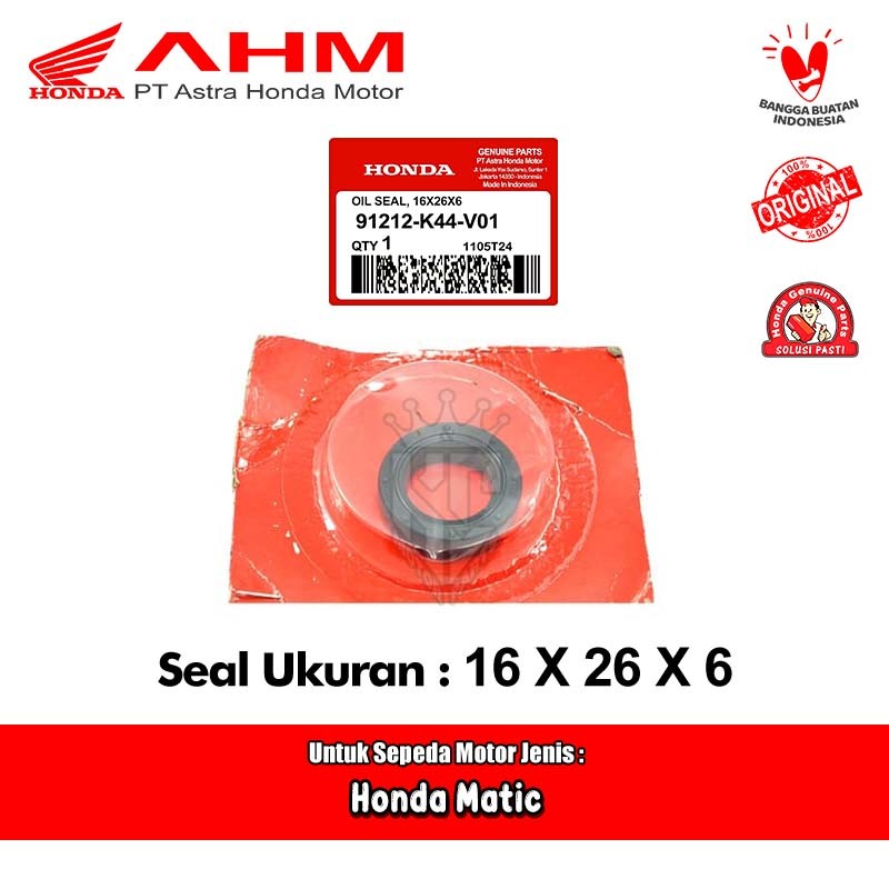 Kick Starter Crank Seal 16x26x6 Honda BeAT Scoopy Spacy Genio Vario 110 AHM 91212-K44-V01