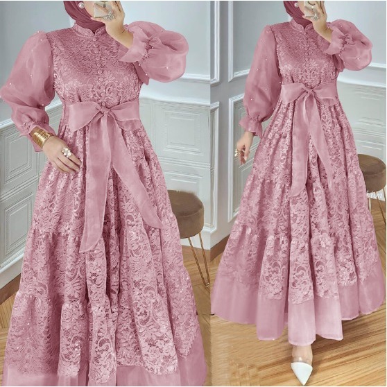 MAXI LALISA M/L/XL/2XL MUSLIM DRESS MAYUNG NICE WEDDING CLOTHES FIANCE SCHOOL UNIFORM LAMARAN SORA.014