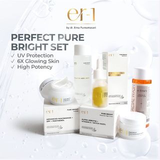 er-1 by dr. Erna Perfect Pure Bright Set 5 Pcs - Paket Skincare Brightening Pemutih - Serum Night Cream Day Cream Sunscreen Facial Wash Cleanser Toner Wajah-PB5