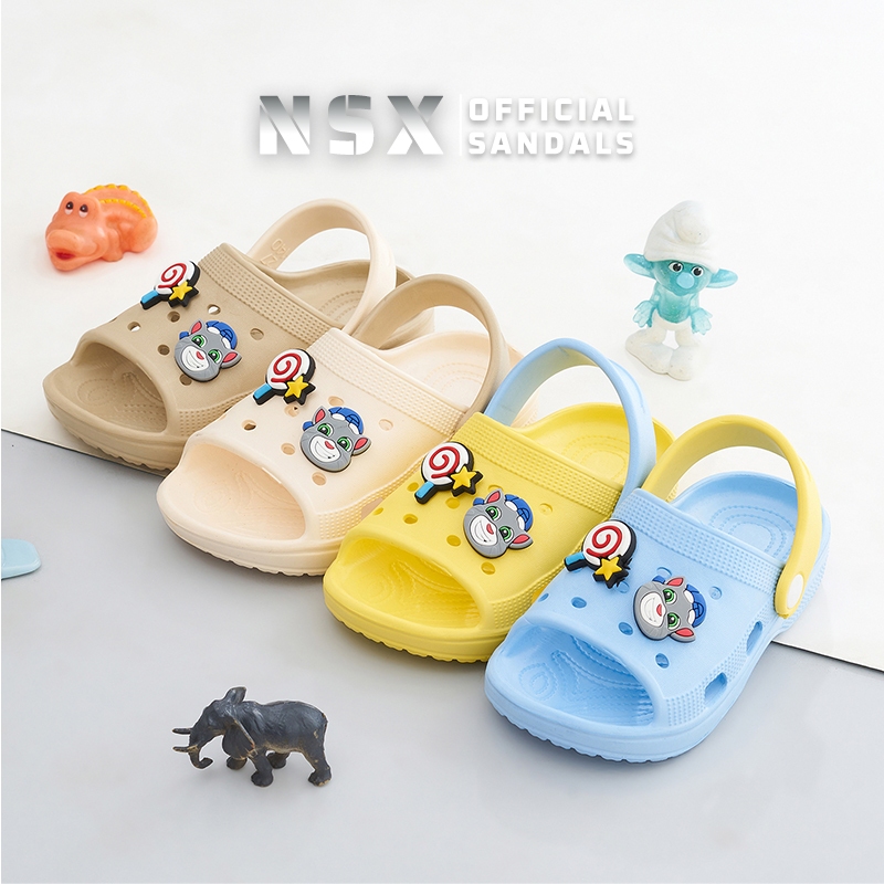 NSX ล่าสุด 2025 รองเท้าแตะเด็ก Baim พร้อม Jibbitz Classic Bae Clog Size: 25-30